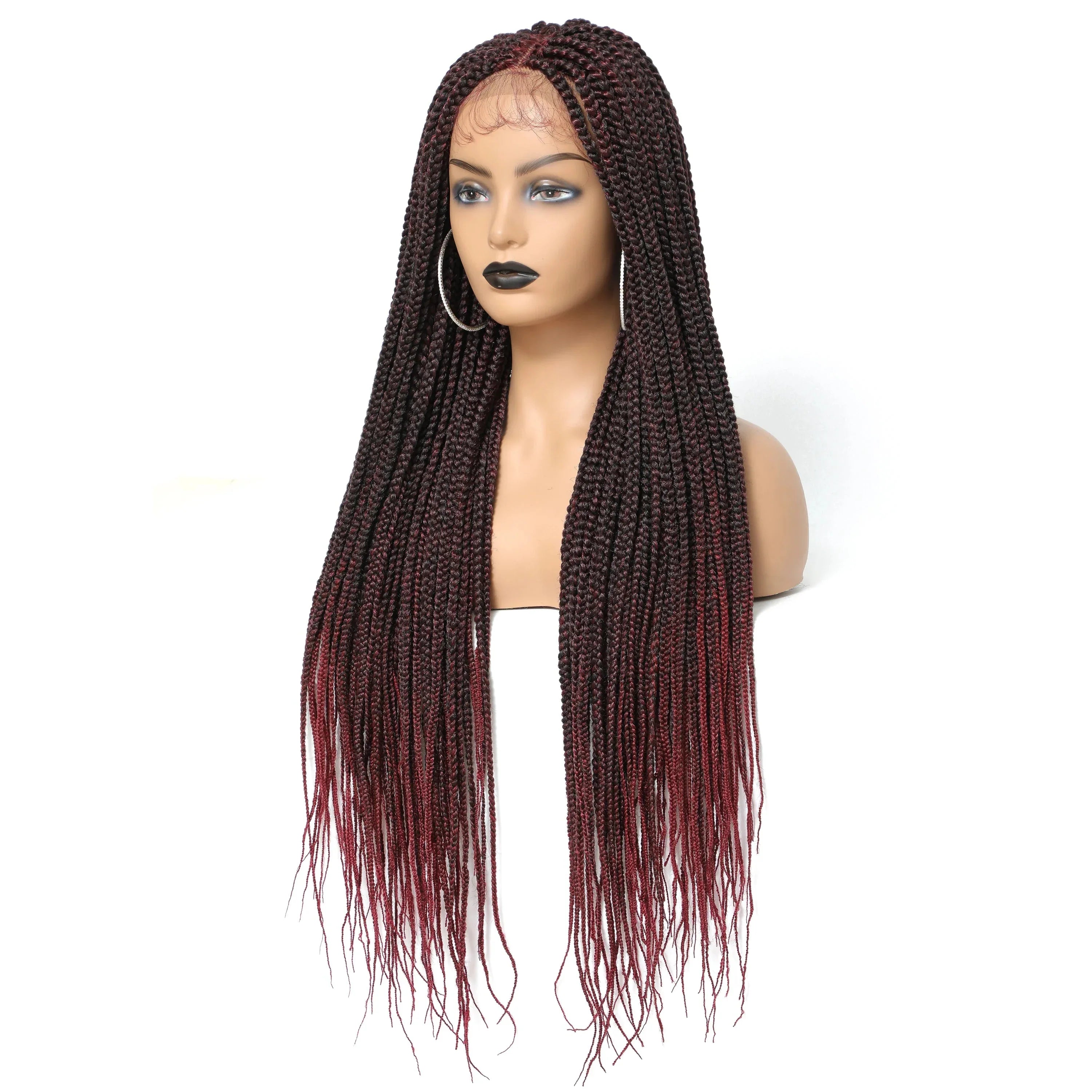30" Ombre Box Braided Lace Wig | 4x4 | Twist Accents | Baby Hair | Synthetic Cosplay & Daily Wear