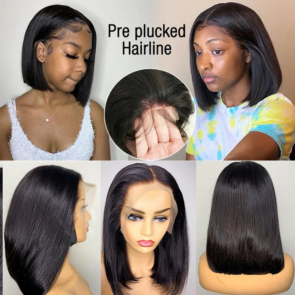 180% Density 13x4 Bone Straight Bob Wig | Brazilian Remy Hair | Transparent Lace Frontal Wig