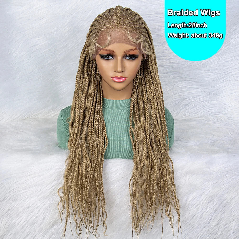 28" Brown Braided Wig | 13x5 Lace Front with Baby Hair