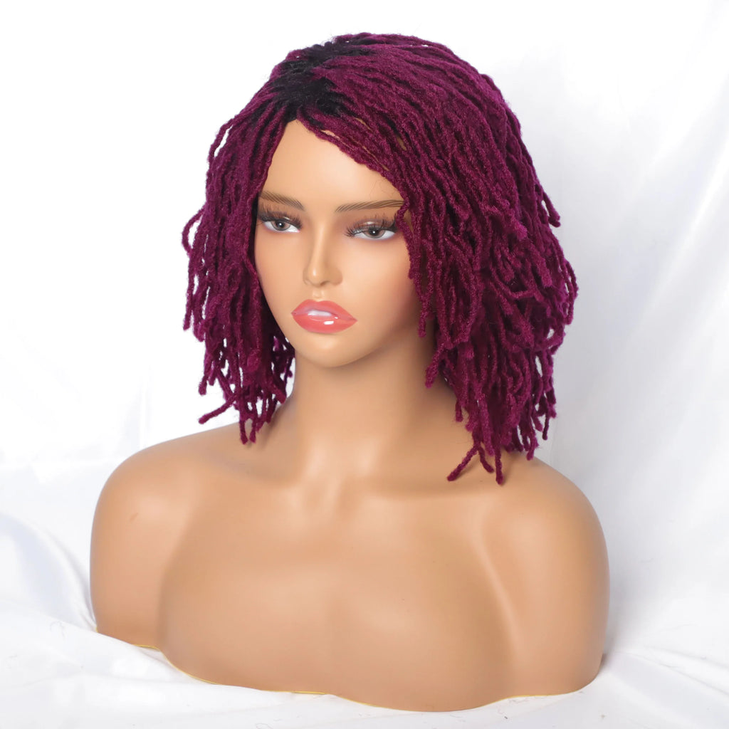 10" Braided Bob Wig | Afro Dreadlock Wig | Curly Ends | Synthetic Crochet Wig | Cosplay