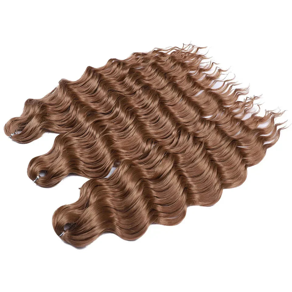 24" Orange Twist Crochet Hair | Synthetic Deep Wave Braiding Hair Extensions | Water Wave Hair | Heat Resistant Fiber | 60 Strands/Pack