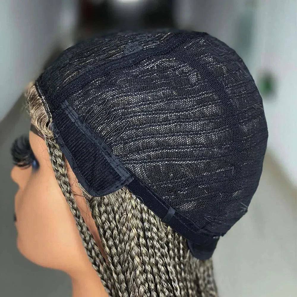 26" Ombre Box Braided Wig for Black Women | Long Synthetic Cosplay Braiding Hair | Heat Resistant Crochet Wigs