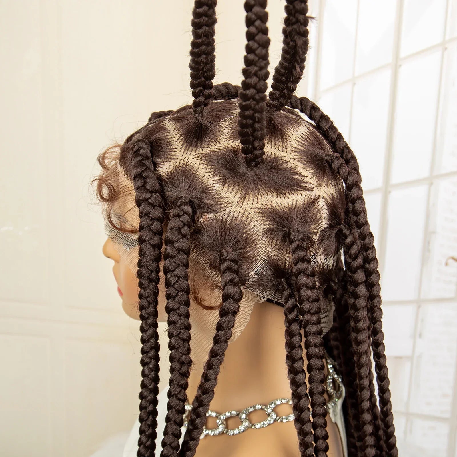 36" Big Knotless Box Braided Full Lace Wig | Cornrow Braiding Wig | Baby Hair | Synthetic Braids | For Women