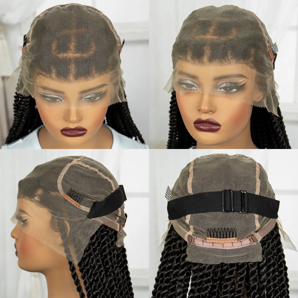 34" Twisted Knotless Box Braids Wig | Full Lace | Baby Hair | Synthetic Braids | Black Women