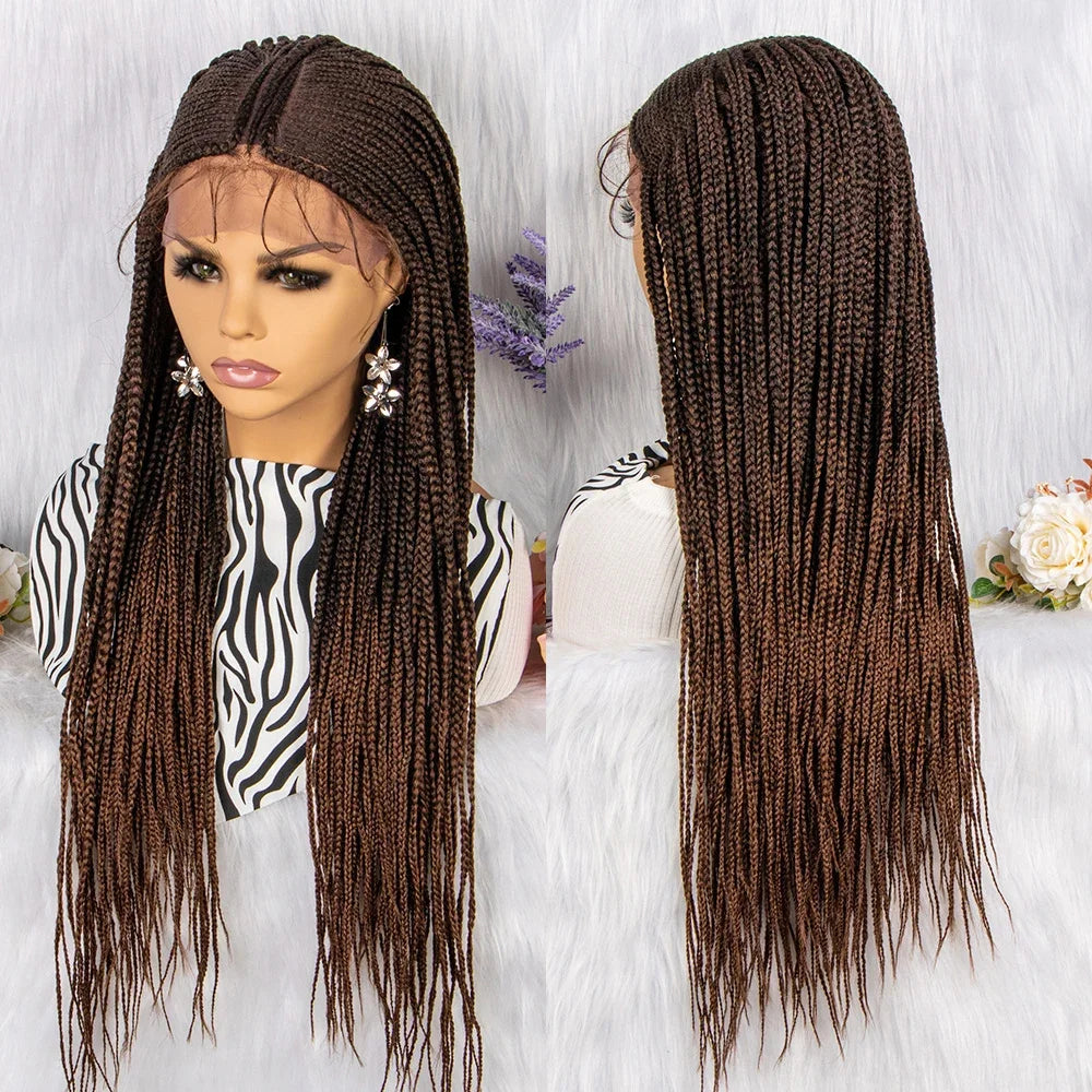 30" Braided Wig | Cornrows & Half Box Braids | 13x4 Lace Front | Baby Hair | Black Women