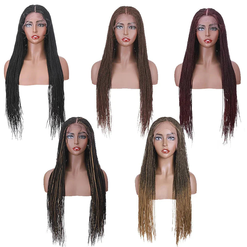 30" Box Braids Lace Front Wig | Baby Hair | Afro Synthetic Braids | Black Women