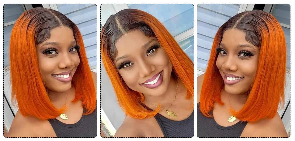 180% Density Honey Blonde Bob Wig | Straight T-Part Lace Front Brazilian Human Hair