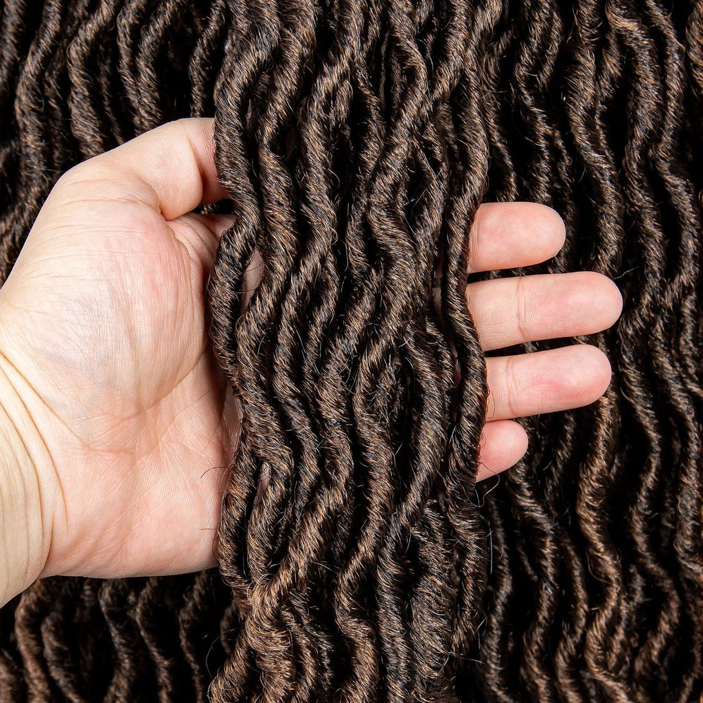 26" Goddess Locs Braided Wig | Lace Front Faux Locs Wig with Baby Hair | Synthetic Dreadlock Braids Wig for Women | Transparent Lace