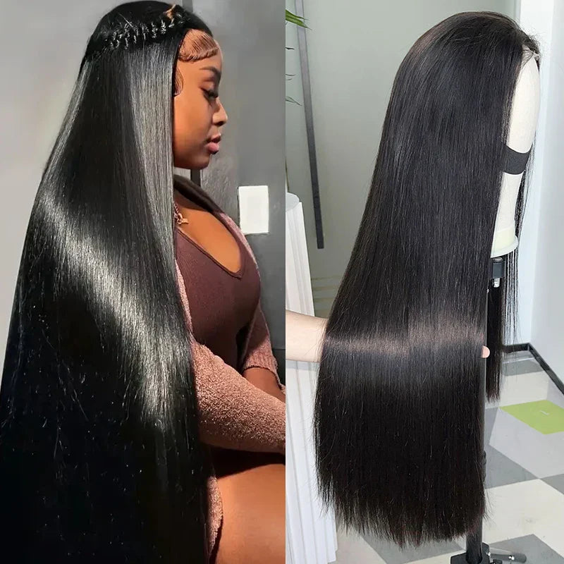 250% Density HD Lace Frontal Wig | Super Double Drawn Straight Virgin Human Hair | Natural Black
