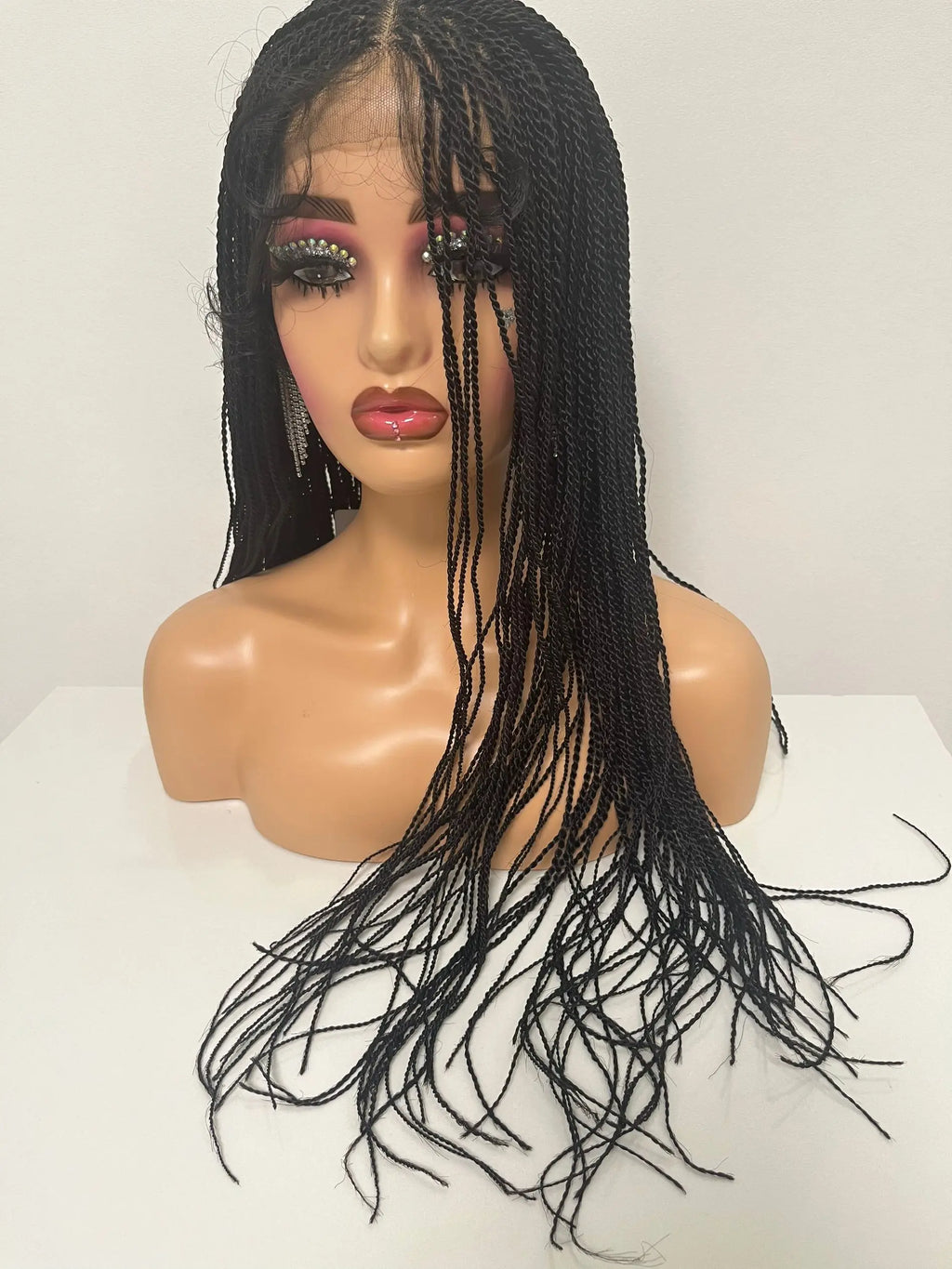 28" Micro Twist Braiding Lace Wig | Senegalese Twist Style | Transparent Lace Front Wig | Kanekalon Hair
