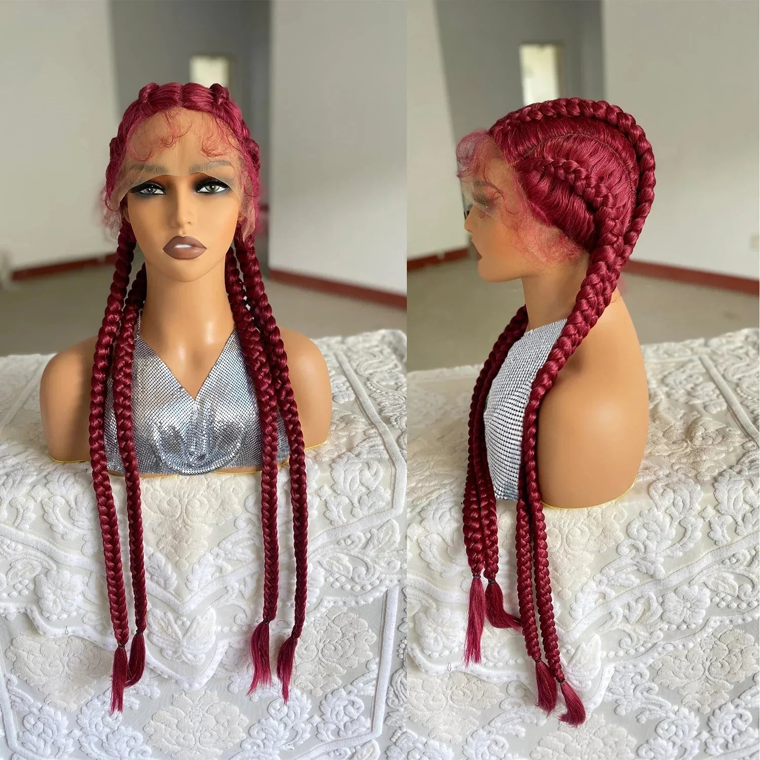 32" Twist Cornrow Braids Wig | Lace Front | Baby Hair | DIY & Cosplay | Synthetic