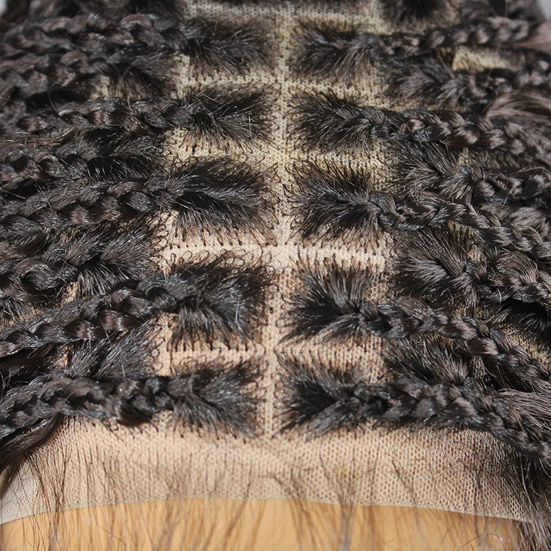 24" Boho Box Braids Lace Frontal Wig | Deep Wave Goddess Braids | Curly Ends | Black Full Lace Synthetic Wig