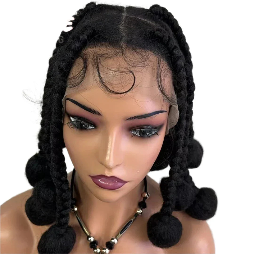 12 Inch Natural Color Synthetic Braided Wig | Transparent Lace Front Knotless Box Braids with Baby Hair for Black Women