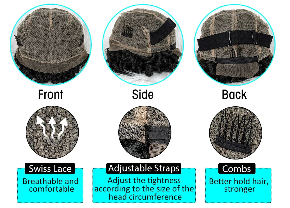 16" Synthetic Dreadlocks Braided Wig | Full Lace Crochet Style