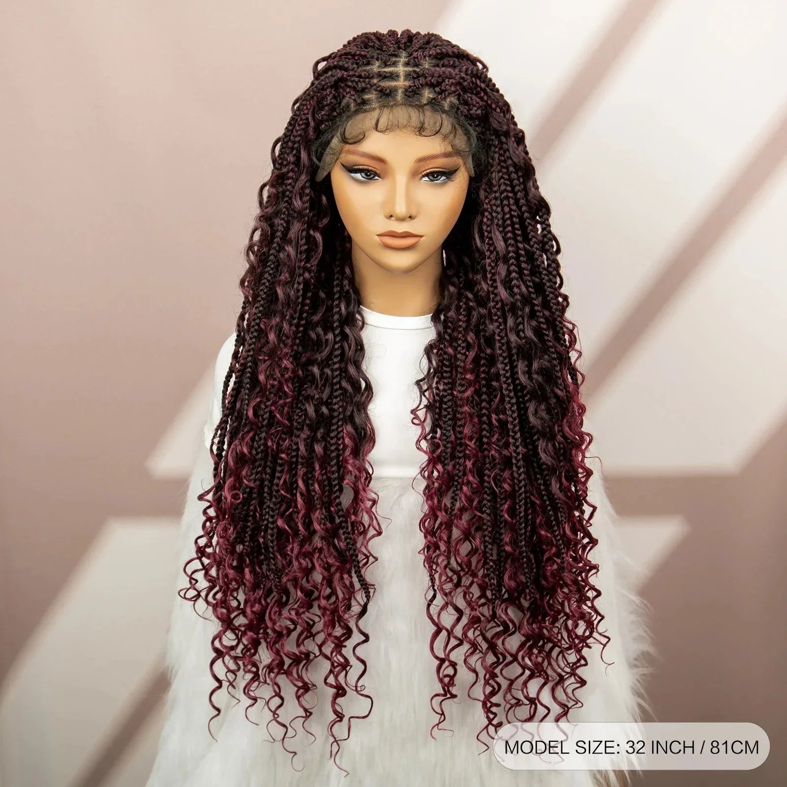 32" Boho Knotless Box Braids Wig | Lace Front | Baby Hair | Black Women