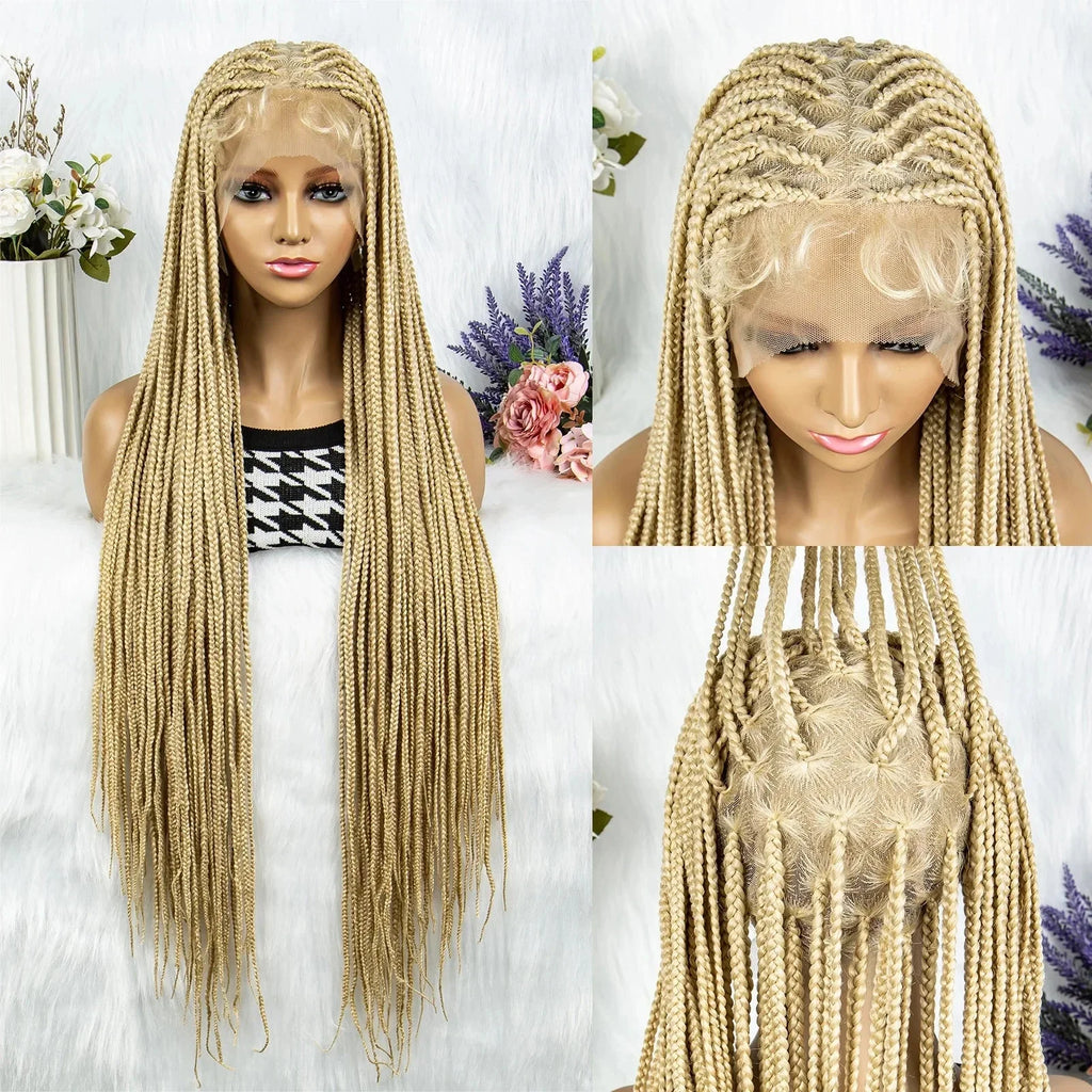 613 Blonde HD Full Lace Braided Wig | Knotless Box & Cornrows | Crochet Braids | Synthetic