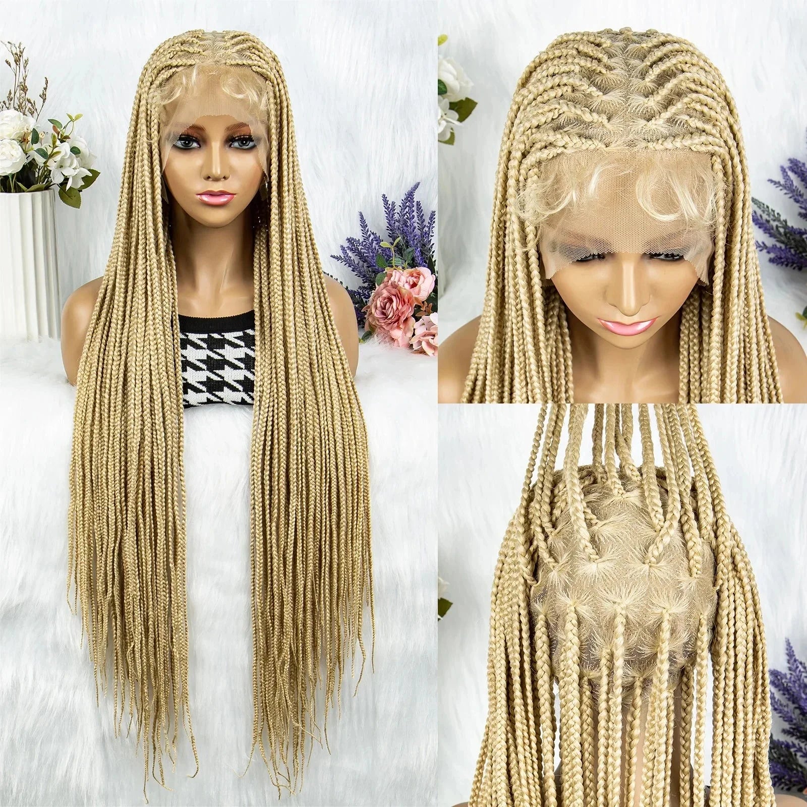 613 Blonde HD Full Lace Braided Wig | Knotless Box & Cornrows | Crochet Braids | Synthetic