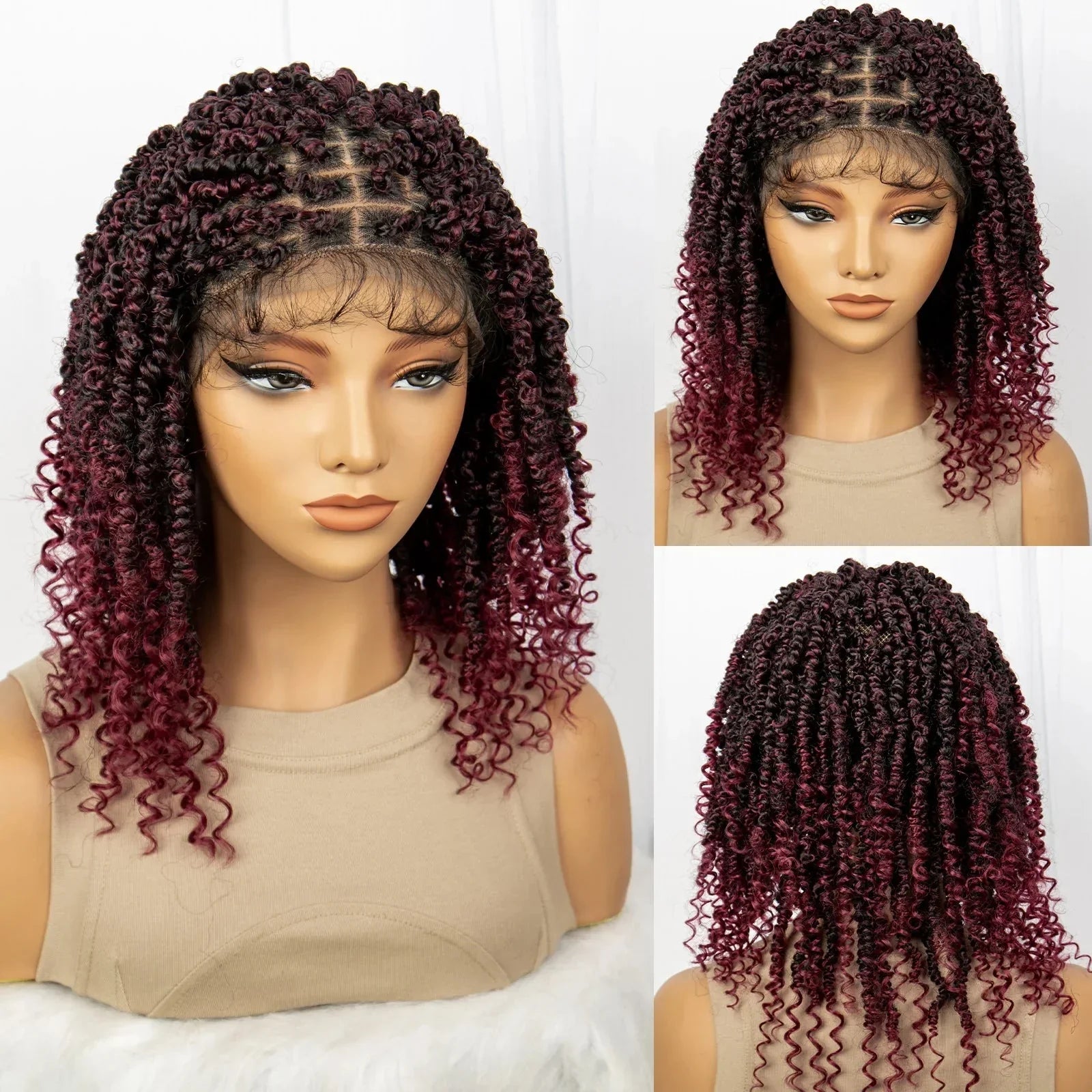 1B/27 Short Passion Twist Lace Front Wig | Knotless Braids | Baby Hair | Synthetic Twist Spring Wig