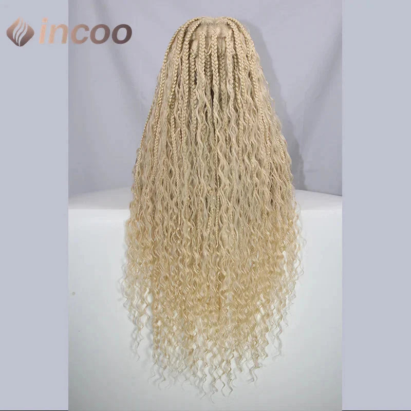 613 Blonde & Burgundy Butterfly Braids Wig | 36" Full Lace | Goddess Locs & Box Braids