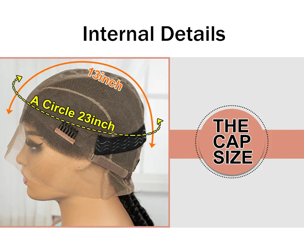 36" Full Lace Cornrow Braided Wig | Knotless Braids | Synthetic Natural Braided Lace Wig with Baby Hair for Black Women