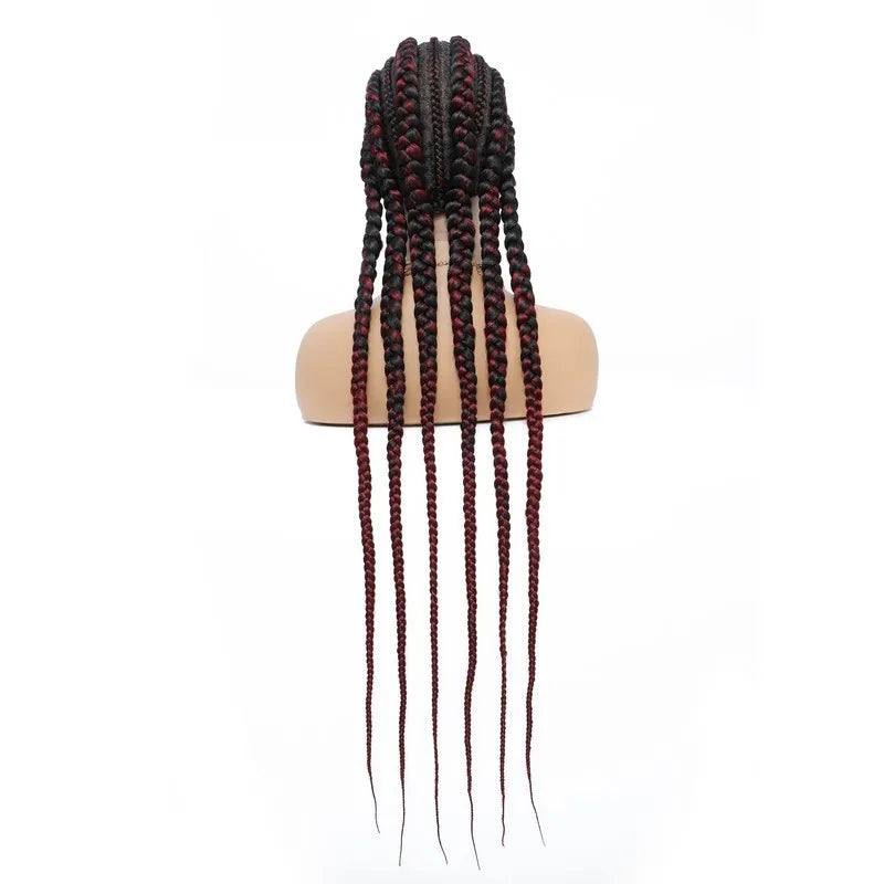 36" Cornrows & Faux Locs Braided Wig | Jumbo Box Braids | Full Lace | Synthetic Hair | Black Women