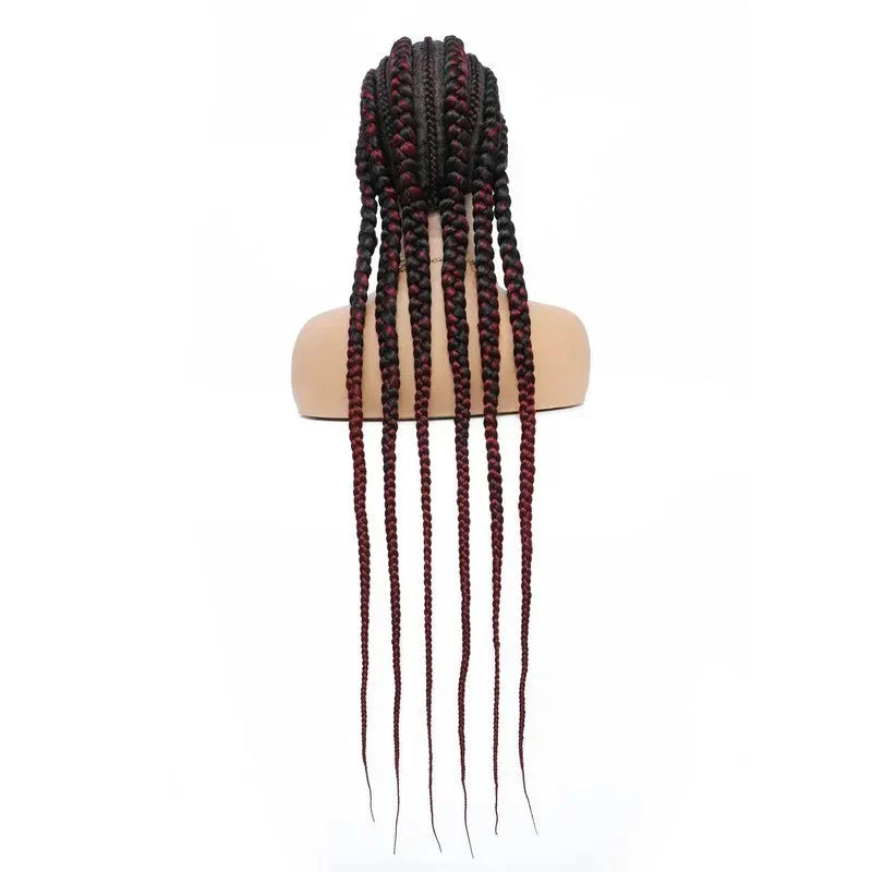 36" Jumbo Dutch Twins Cornrow Braided Lace Front Wig | Full Lace | Synthetic Crochet Hair | Black Women