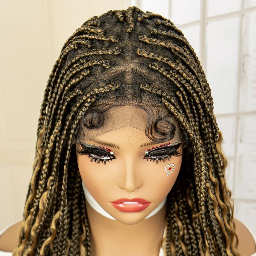 36" Blonde Box Braided Wig | Full Lace | Knotless Braids | Bohemian Style | Kanekalon Synthetic Hair