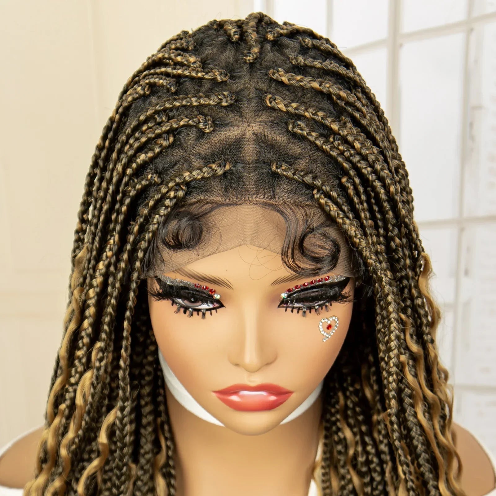 36" Blonde Box Braided Wig | Full Lace | Knotless Braids | Bohemian Style | Kanekalon Synthetic Hair