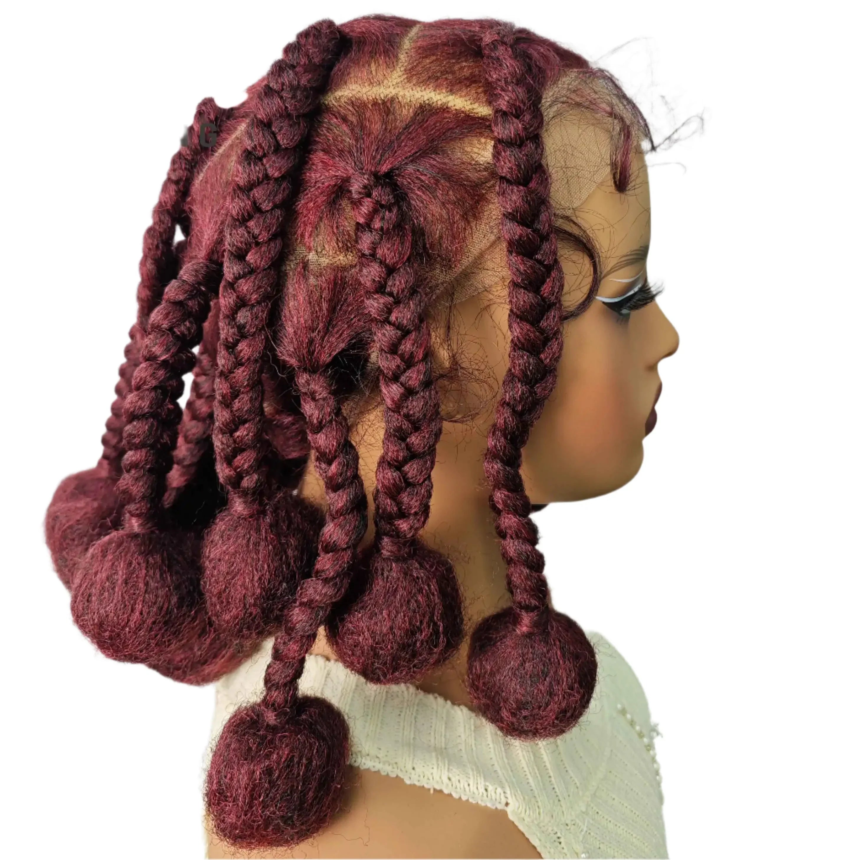 12" Ginger Orange Knotless Box Braiding Wig | Transparent Lace Front Synthetic Hair with Baby Hair