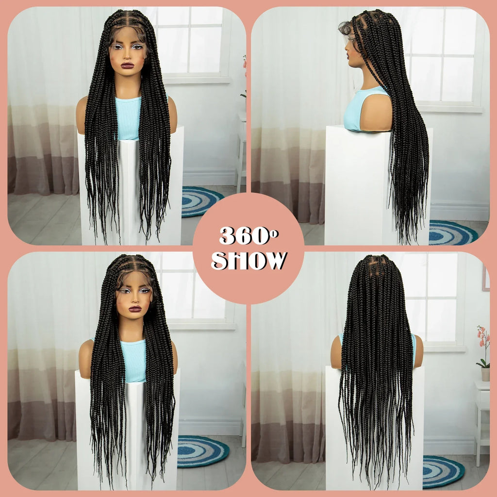 36" Knotless Box Braids Wig | Full Lace | Baby Hair | Natural Look