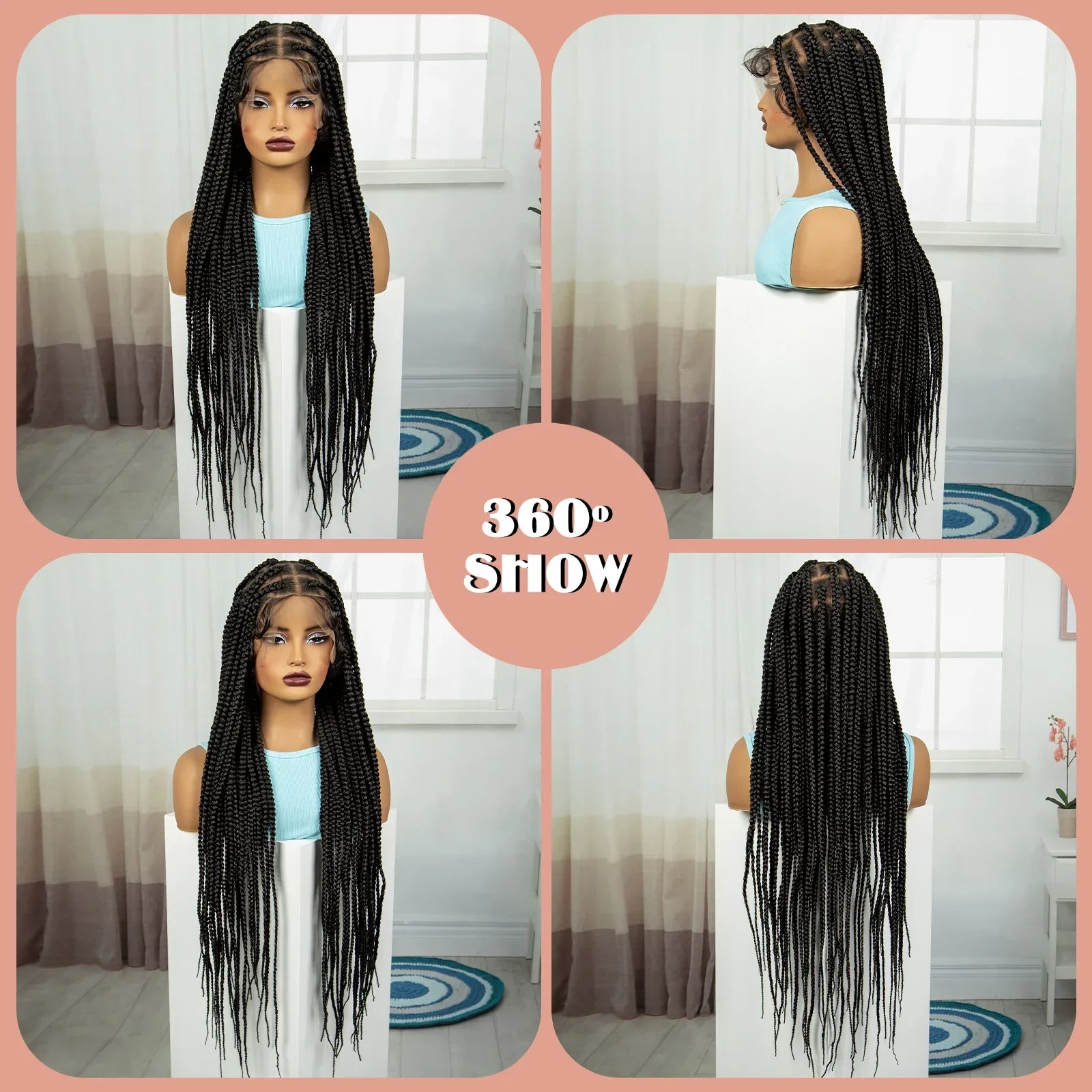 36" Knotless Box Braids Wig | Full Lace | Baby Hair | Natural Look