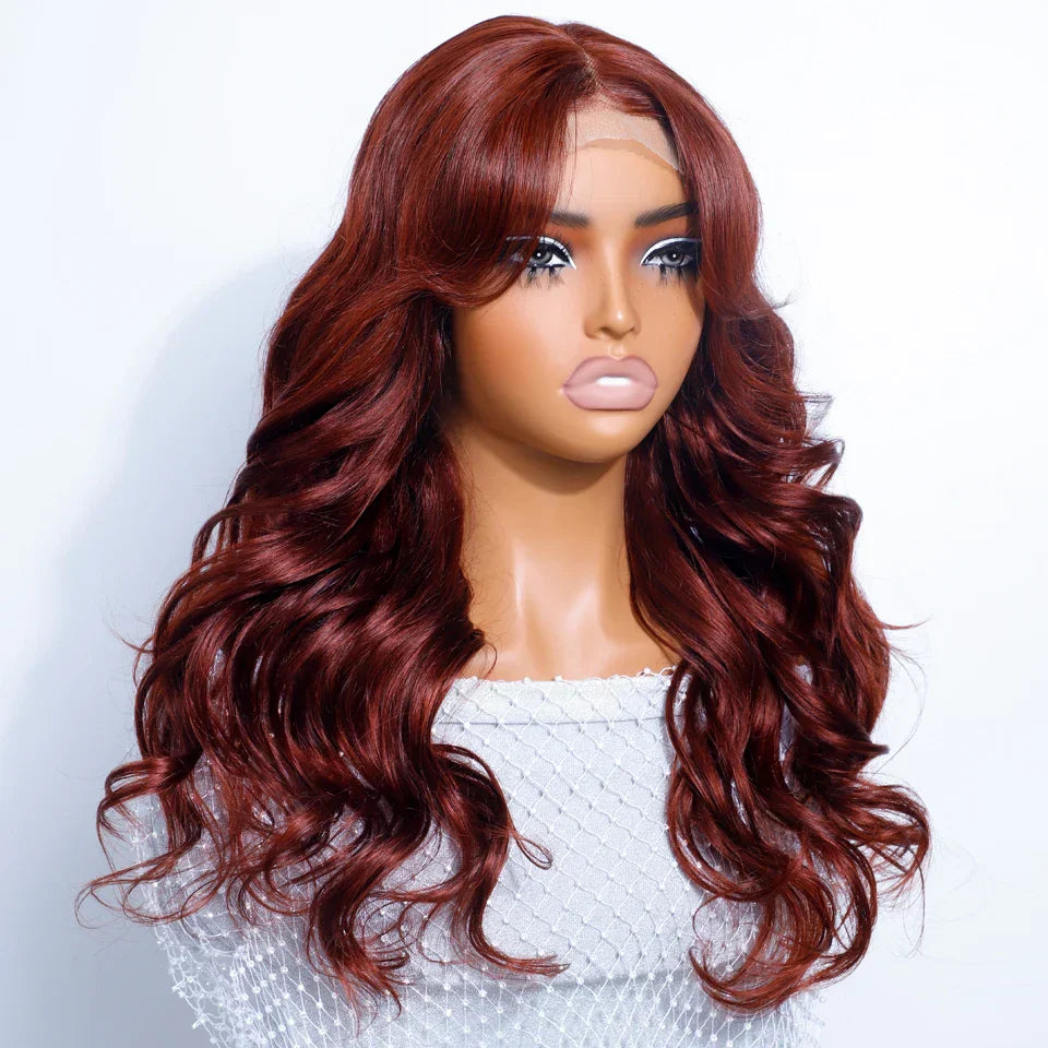 180% Density 1B/27 Ombre Highlight Body Wave Wig | 4x4 Transparent Lace Front Human Hair (Pre-Plucked)