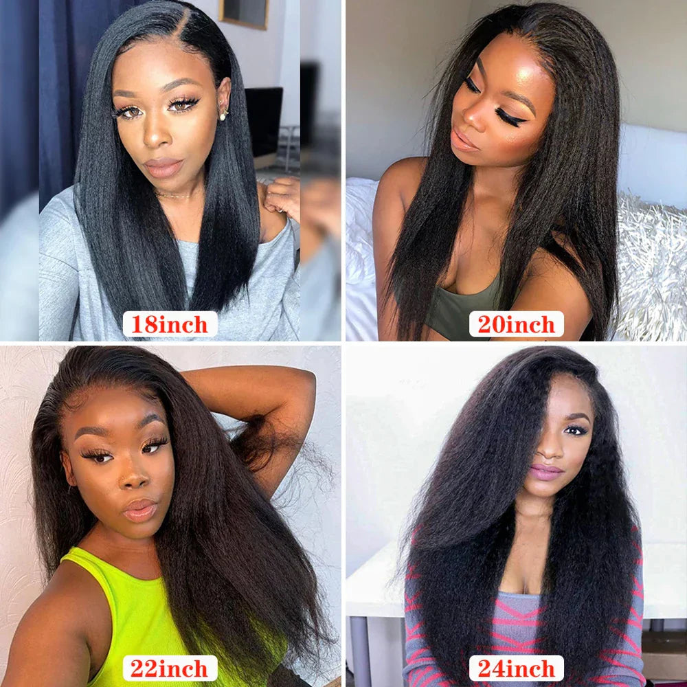 13x4 Kinky Straight Lace Front Wig | Glueless | Brazilian Virgin Hair | Pre-Plucked with Baby Hair