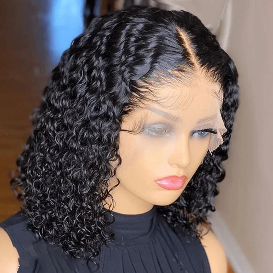 13x4 Deep Wave Bob Wig | Glueless Lace Front | Brazilian Remy Human Hair | Transparent Lace