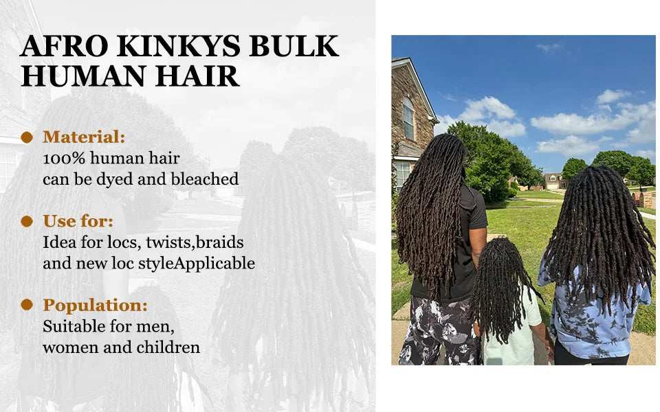 Afro Kinky Bulk Braiding Hair Extensions | 100% Human Hair | Lightweight & Natural Colors | 50g/Pack