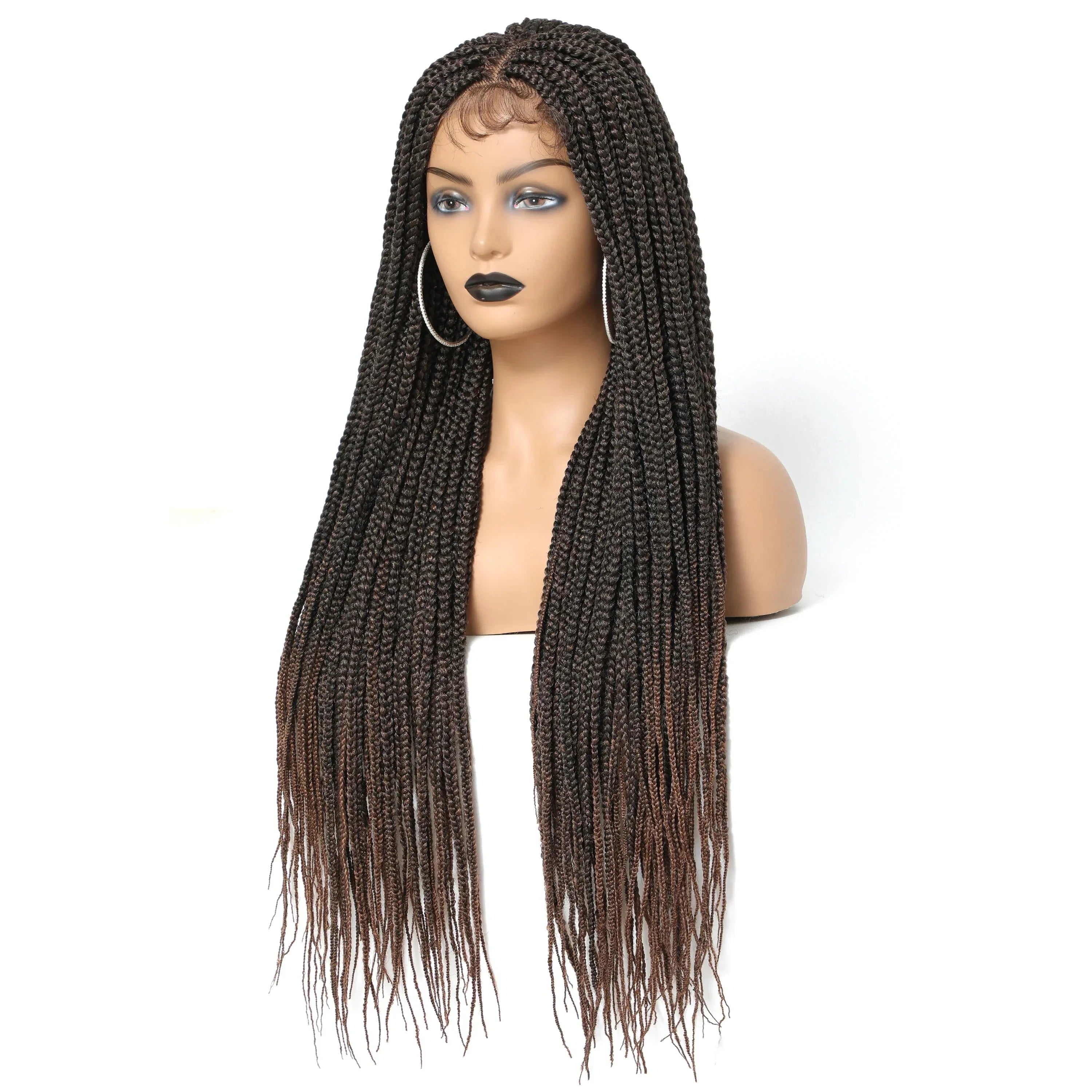 30" Ombre Box Braided Lace Wig | 4x4 | Twist Accents | Baby Hair | Synthetic Cosplay & Daily Wear