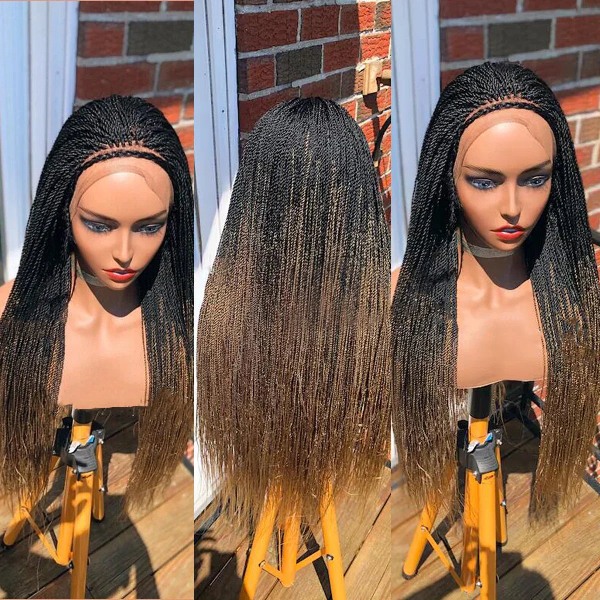 28" Platinum Grey Box Braided Wig | Full Lace | Kanekalon Synthetic Hair | Choose Lace Color