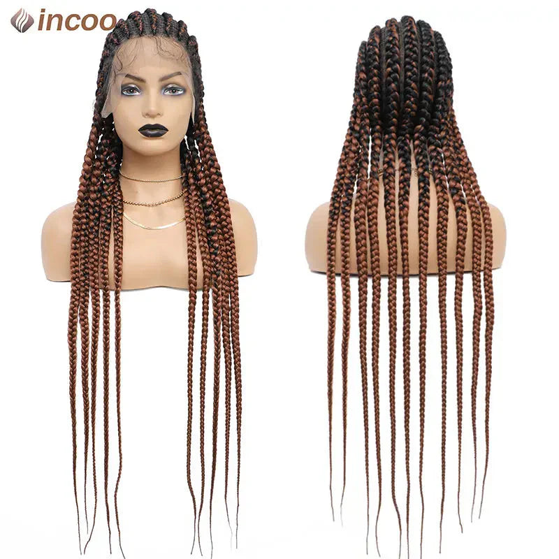 36" Twist Braids Lace Front Wig | Cornrow & Dutch Braids | Baby Hair | Synthetic Full Lace Wig