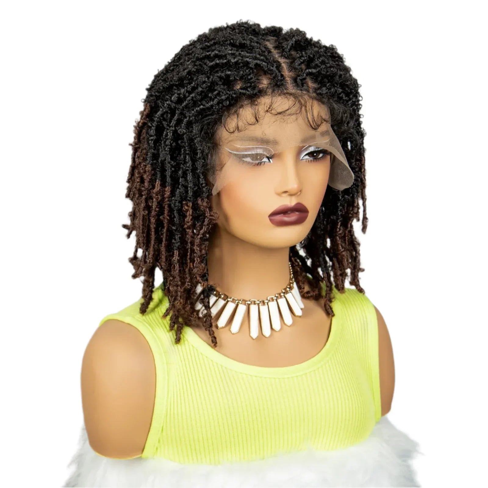 14" Butterfly Locs Crochet Braids Bob Wig | Lace Front