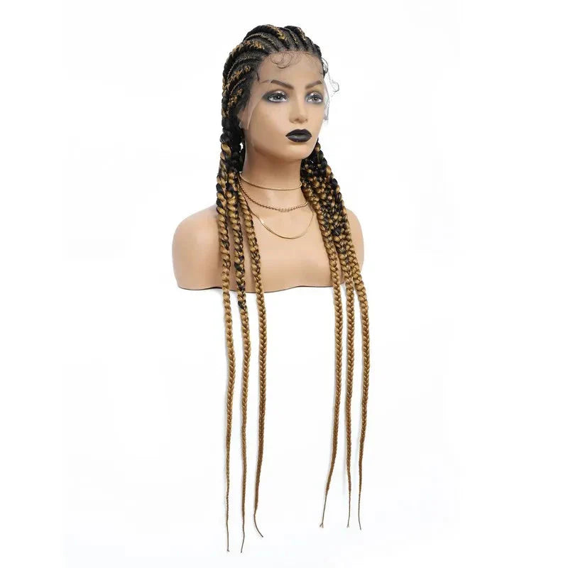 36" Jumbo Dutch Twins Cornrows Wig | Full Lace Front | Synthetic Braids | Black Women