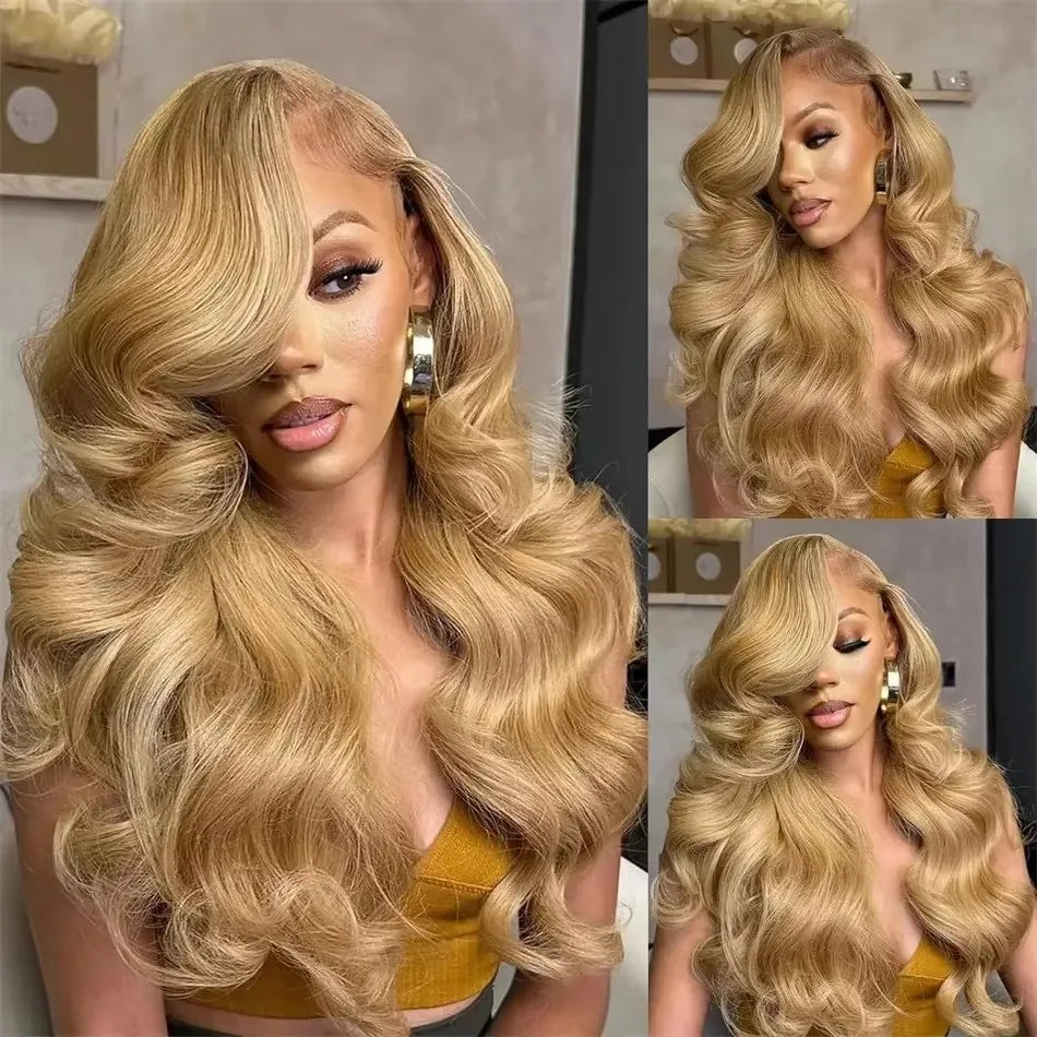 #27 Honey Blonde Body Wave Human Hair Wig | 200% Density 13x6 HD Transparent Lace Frontal & 13x4 Lace Frontal (Pre-Plucked)