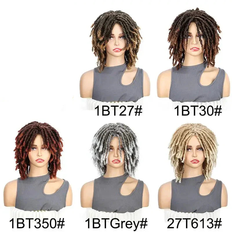 6" Short Dreadlock Wig | Curly Twisted Braid | Heat Resistant Synthetic Wig | Black & Brown