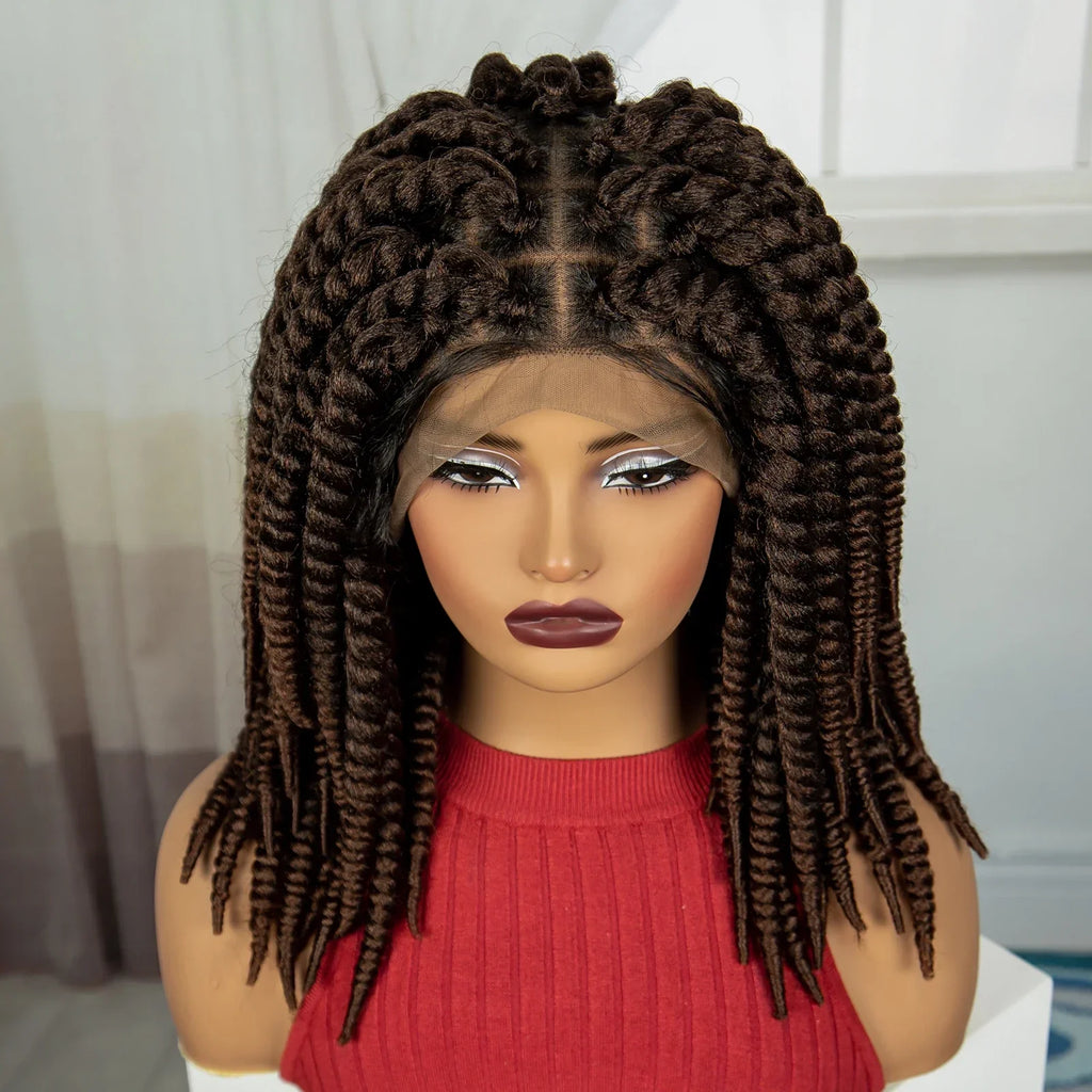 16" Twist Knotless Braids Wig | HD Full Lace | Baby Hair | Natural Look