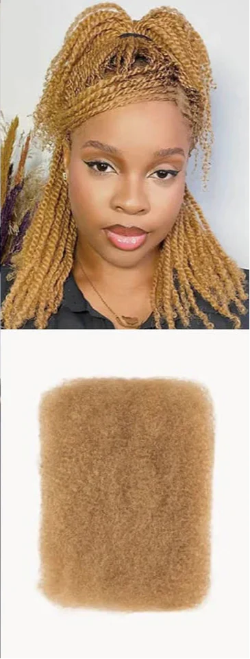 Afro Kinky Bulk Human Hair for Braids | Virgin Remy Extensions (Multi-Color Options)