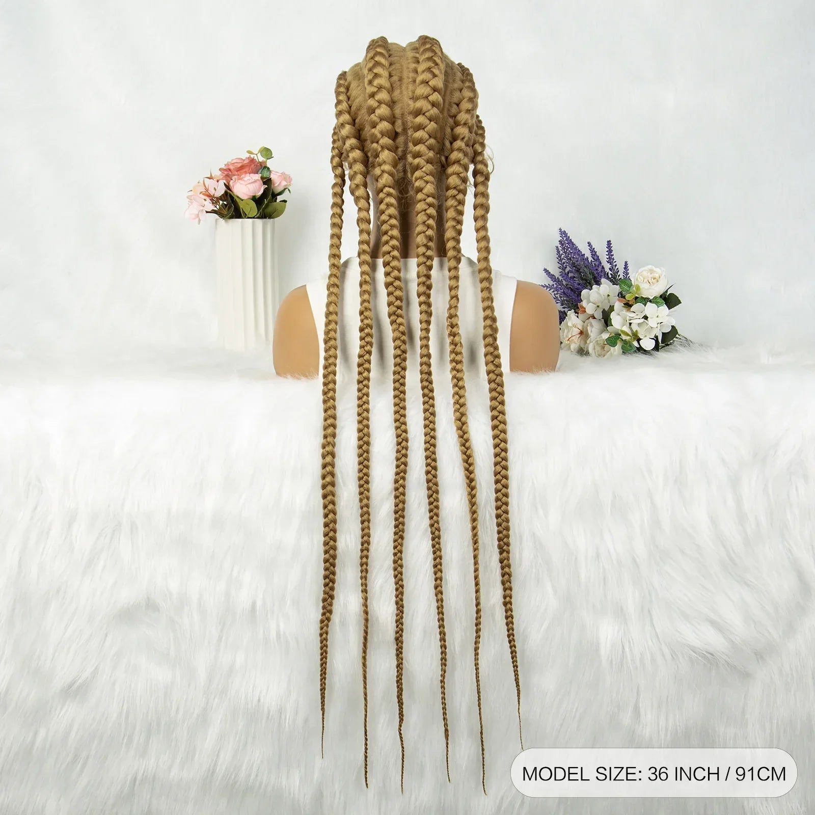 36" Blonde Knotless Box & Cornrow Braids Wig | Lace Front