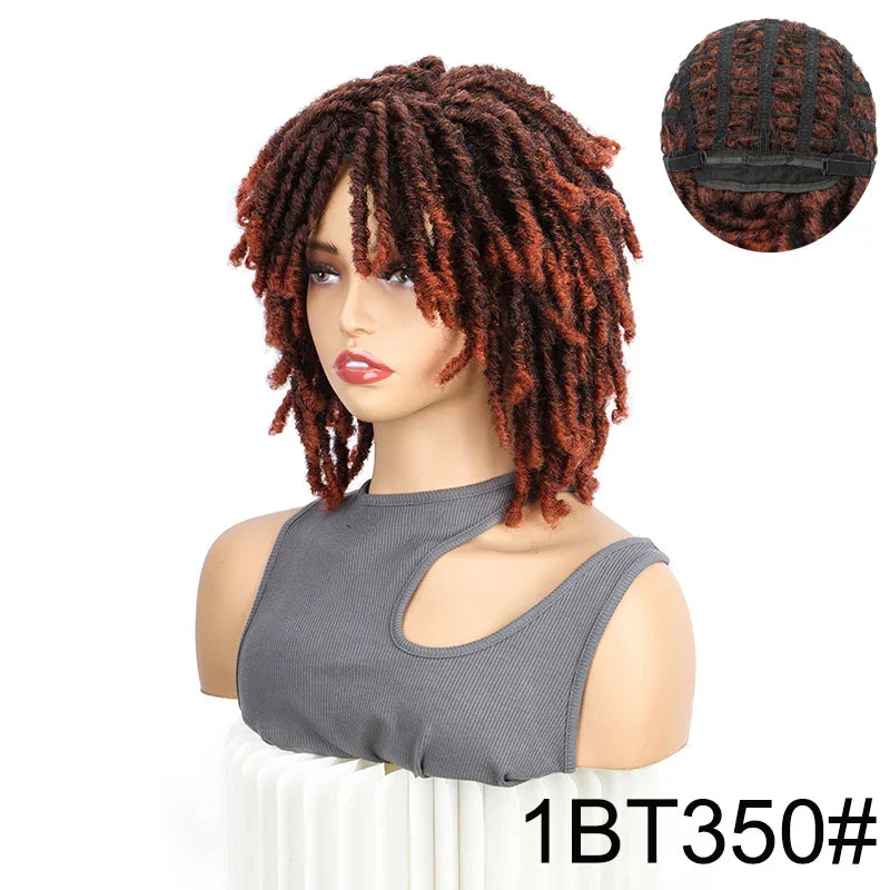 6" Short Dreadlock Wig | Curly Twisted Braid | Heat Resistant Synthetic Wig | Black & Brown