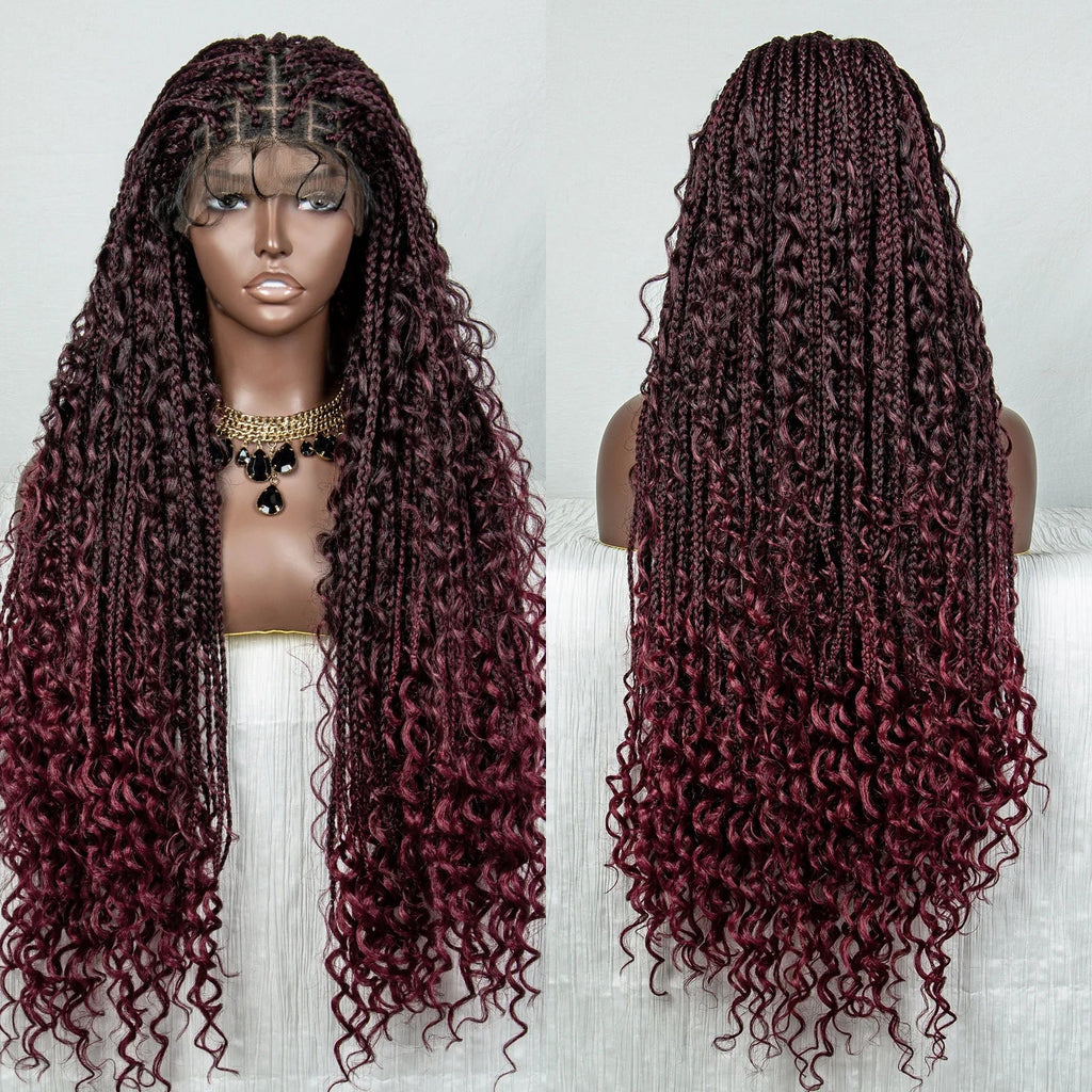 32" Knotless Braids Wig with Baby Hair | Transparent Lace Front