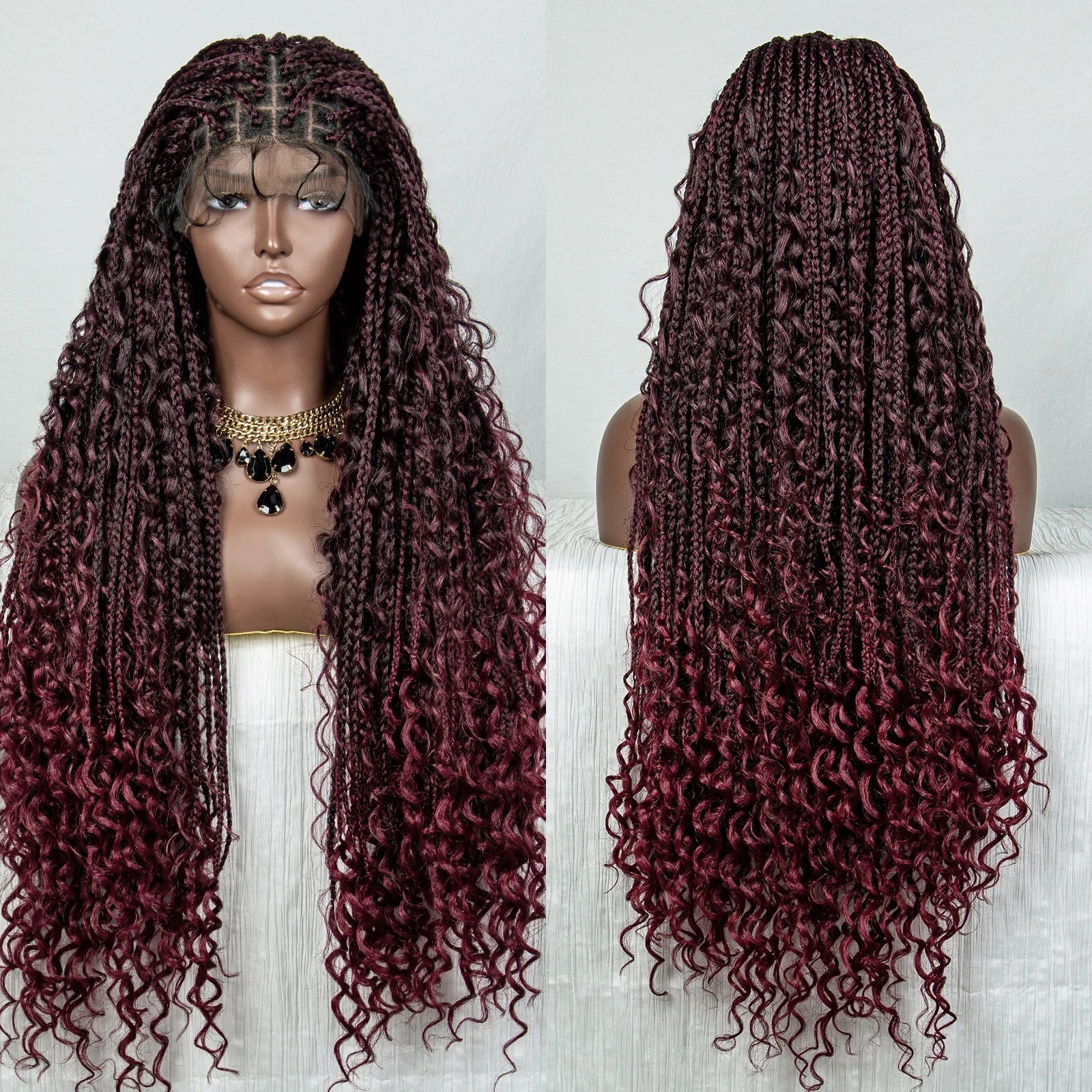 32" Knotless Braids Wig with Baby Hair | Transparent Lace Front