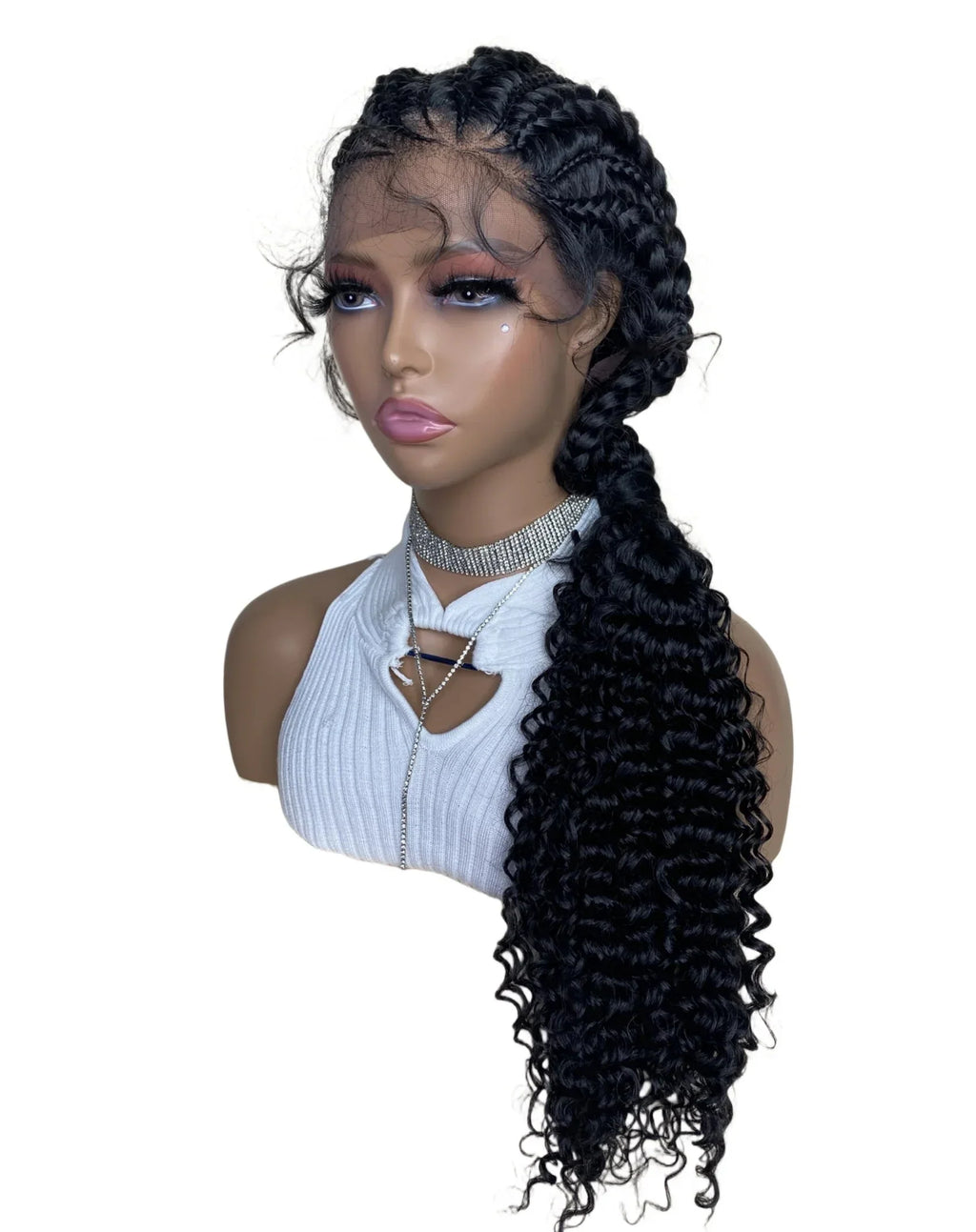 28" Knotless Senegalese Twist Braided Lace Wig | Lightweight Synthetic Braids | Black Women