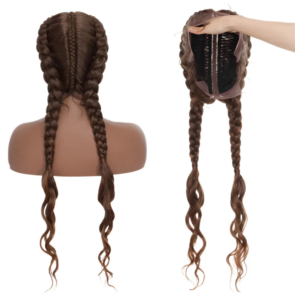 26" Dutch Braids Lace Front Wig | My-Lady Cornrow Afro Wig | Synthetic African Braided Wig | Wavy Texture